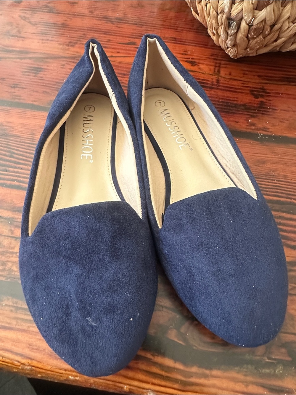 Musshoe Navy Suede Pointed Flats - Classic Women's Slip-Ons